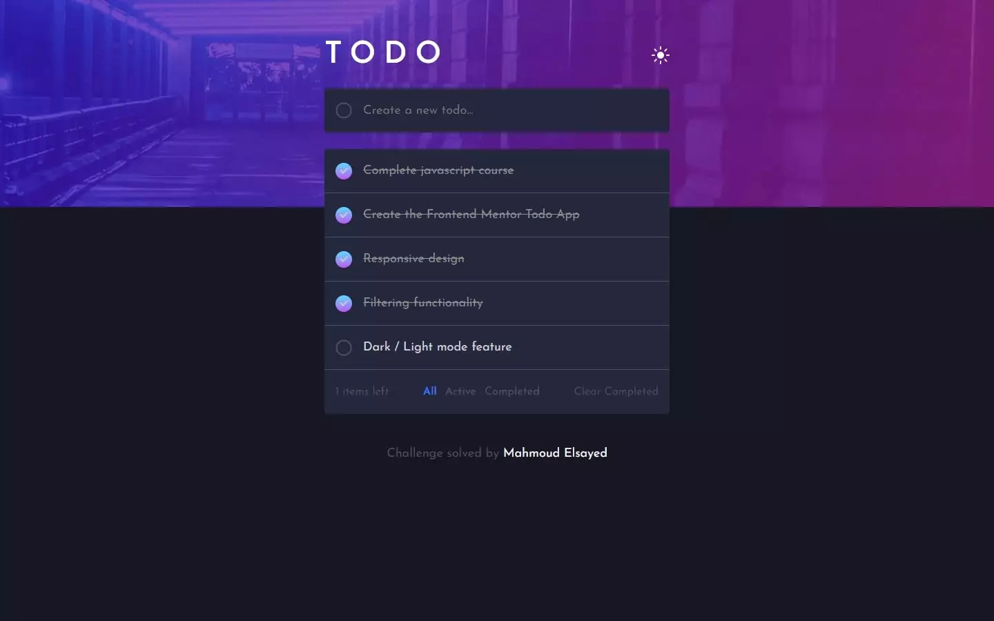 Frontend Mentor Todo App Challenge